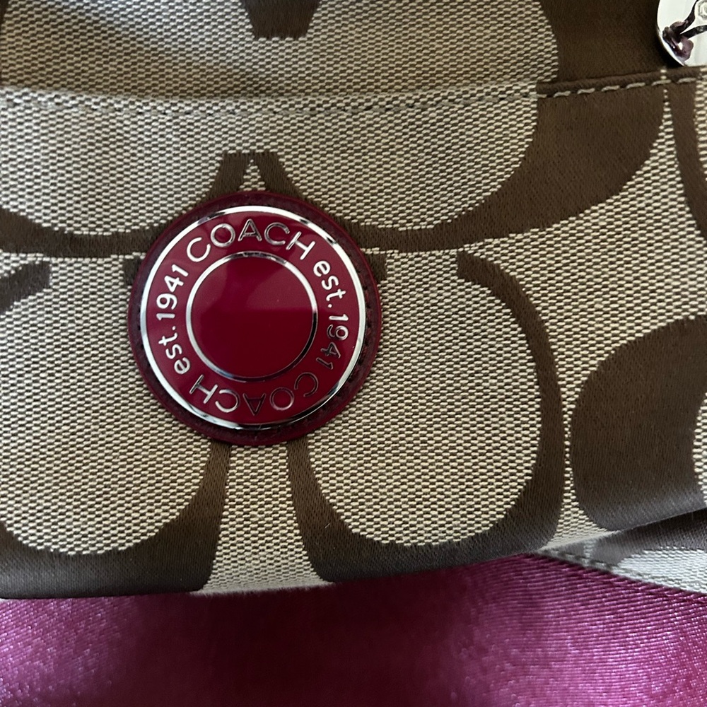 Coach Brown and Burgundy Women's Bag